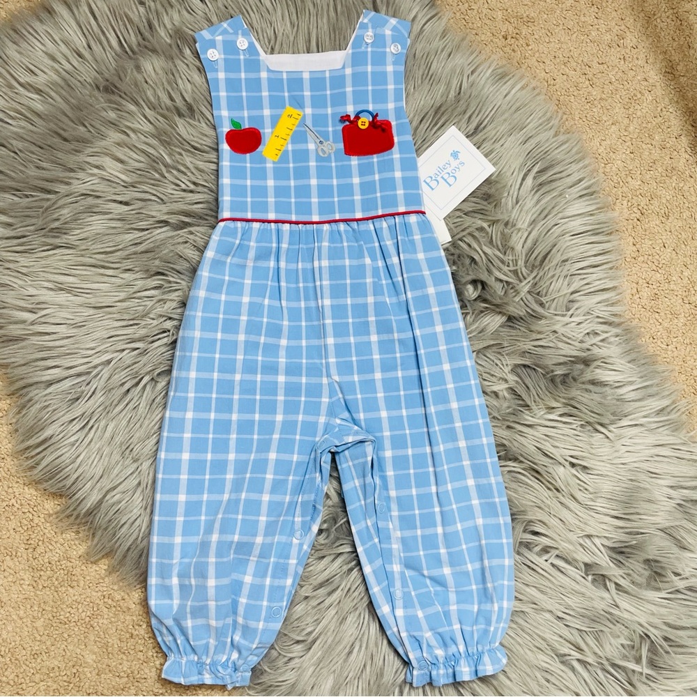 Bailey boys back to school plaid romper | NWT |